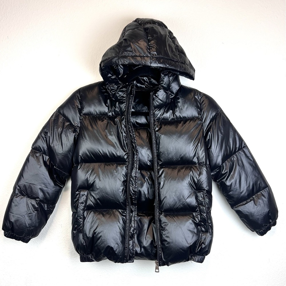 Moncler Kids Andersen Puffer Jacket Black Hooded Goose Down Coat Unisex Size 10